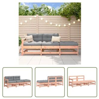 Loungeset Massief Douglashout - Tuinmeubelen - 62x62x70.5cm - Grijs Bruin