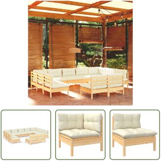 Loungeset - Massief Grenenhout - 63.5 x 63.5 x 62.5 cm - Crème kussen