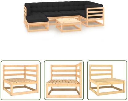 loungeset - massief grenenhout - antraciet - 70 x 70 x 67 cm Grijs