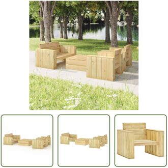 Loungeset - Massief grenenhout - Bank- 139 x 76 x 74 cm - Stoel- 89 x 76 x 76 cm - Tafel- 75 x 75 x 31 Bruin