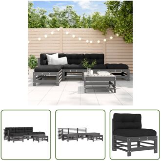 Loungeset Massief Grenenhout - Grijs - 57.5 x 63.5 x 60 cm - Modulair design