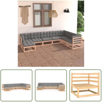 loungeset - massief grenenhout - grijs - 70 x 70 x 67 cm (B x D x H)