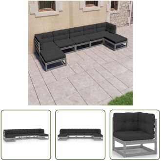 Loungeset Massief Grenenhout - Grijs - 70 x 70 x 67 cm - Inclusief kussens - Montage vereist