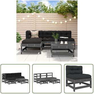 loungeset massief grenenhout - grijs - middenbank- 62x62x70.5cm - hoekbank- 62x62x70.5cm