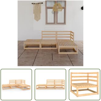 Loungeset Massief Grenenhout - Midden/hoekbank- 70 x 70 x 67 cm - Voetenbank- 70 x 70 x 30 cm Bruin