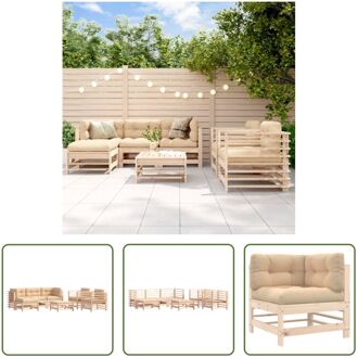 loungeset - Massief grenenhout - Middenbank 57.5x63.5x60 cm - Hoekbank 63.5x63.5x60 cm - Tuinstoel Bruin