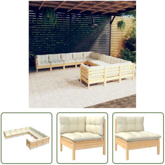 Loungeset - Massief grenenhout - Modulair - 63.5x63.5x62.5 cm - Crème kussens