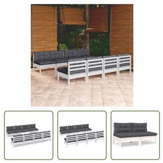 Loungeset Massief Grenenhout - Modulair - Wit - Afmetingen Middenbank- 63.5 x 63.5 x 62.5 cm