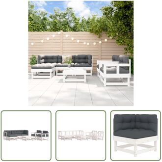 Loungeset Massief Grenenhout - Modulair - Wit - Middenbank- 61 x 60.5 x 62 cm - Hoekbank- 61 x 61 x 62