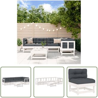 Loungeset Massief Grenenhout - Tuin - 61 x 61 x 62 cm - Modulair Wit