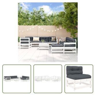 Loungeset Massief Grenenhout - Tuinmeubelen - Wit - 62x62x70.5cm - Inclusief Kussens