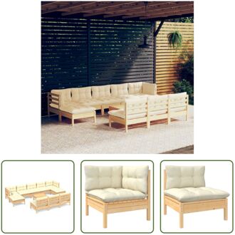 Loungeset Massief Grenenhout - Tuinmeubels - 63.5x63.5cm - Crème kussen