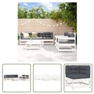 Loungeset - Massief grenenhout - Wit - 62x62x70.5cm - Modulair