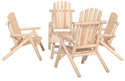 Loungeset - Massief vurenhout - Adirondack stijl - 2 stoelen - 2 banken - 1 tafel - 68x86x103 cm - Bruin
