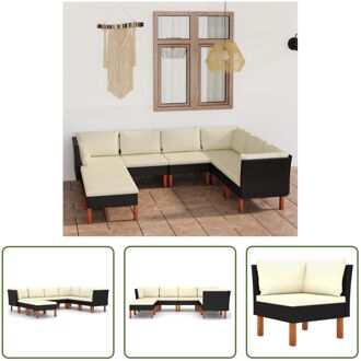 Loungeset - Middenbank- 60.5x64.5x67 cm - Hoekbank- 64.5x64.5x67 cm - Voetenbank- 60x60x32 cm - Zwart