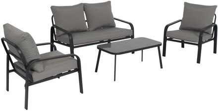 Loungeset Milos - Staal - Donkergrijs - 4 Personen