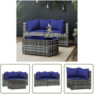 Loungeset Modern Grijs 2x Hoekbank - 63x63x57.5cm - Weerbestendig PE-rattan