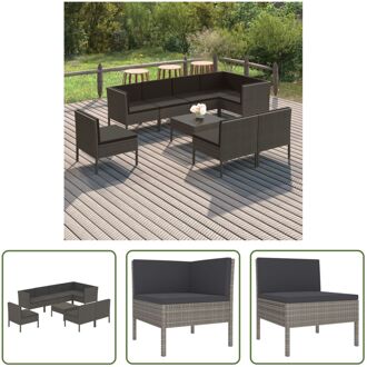 Loungeset Modern Grijs - 60x60x35 cm - Weerbestendig PE-rattan - Stabiel Stalen Frame