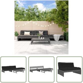 Loungeset Modern - Hout - Grijs - 120x95x69 cm - Inclusief Kussens