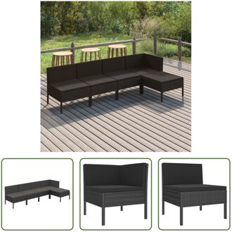 Loungeset Modulair - 5-delig - Zwart - PE-rattan