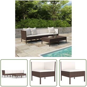 Loungeset - Modulair - 6-delig - PE-rattan - Bruin - 100% Polyester