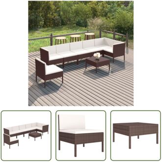 Loungeset Modulair Bruin 4xMiddenbank 3xHoekbank 1xVoetensteun/Tafel