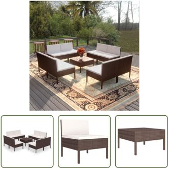 loungeset modulair bruin 57x69x69cm - PE-rattan/staal/100% polyester