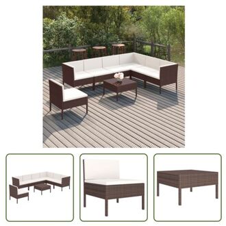 Loungeset Modulair Bruin - PE-rattan - Combi loungeset - 57x69x69 cm - incl - kussens