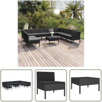 Loungeset Modulair - PE-rattan - 60x60x35 cm - Zwart