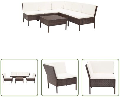 Loungeset Modulair - PE-rattan - Bruin - 6-delig