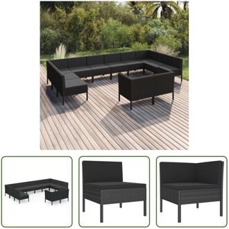 Loungeset Modulair - Tuinmeubelen - 57x69x69 cm - Zwart