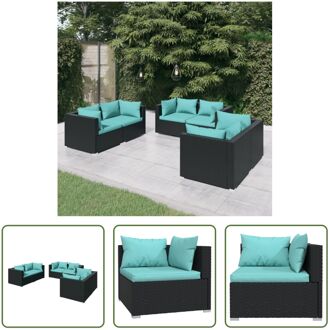 Loungeset - Modulair - Tuinmeubelen - 70x70x60.5cm - Stabiel frame Zwart