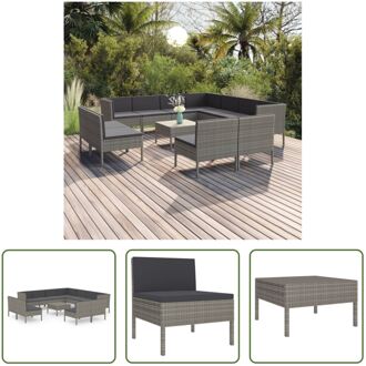 Loungeset Modulaire Tuinmeubelset - 60x60x35 cm - Grijs - PE-rattan/staal/polyester - Montage vereist