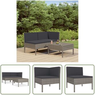 Loungeset Modulaire Tuinmeubelset - Grijs - PE-rattan - 69x69x69 cm - Inclusief kussens