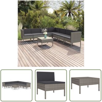 Loungeset Modulaire Tuinmeubelset - Grijs - PE-rattan - Gepoedercoat staal - 57x69x69 cm - Inclusief