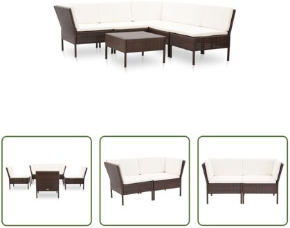 Loungeset Modular - Bruin - 6-delig - PE-rattan - Stalen frame