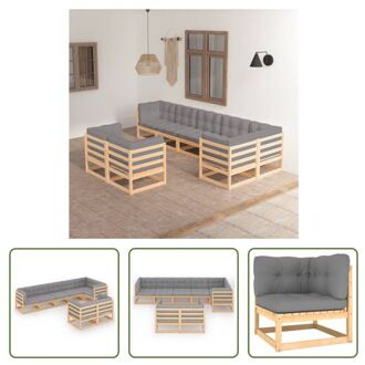 Loungeset Modular - Grenenhout - 70x70x67 cm - Grijs