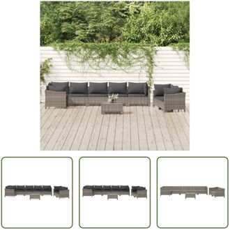 Loungeset Modular - Grijs - PE-rattan/staal - 63 x 63 x 55.5 cm - Inclusief kussens