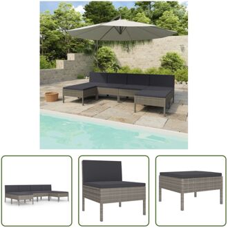 Loungeset Modular - PE-rattan - 6-delig - Grijs - 57x69x67 cm - Inclusief kussens - Montage vereist