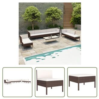 Loungeset - Modular PE-rattan - Brown - 10-delige set Bruin