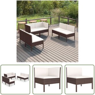 Loungeset Modular - PE-rattan - Staal - Bruin - 57x69x69cm - Incl - kussens - Montage vereist - 4