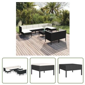 Loungeset Modular - PE-rattan - Zwart - 60x60x35 cm - Inclusief kussens