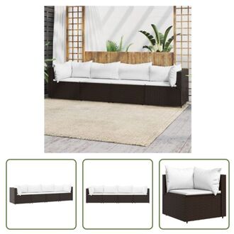 Loungeset Monaco - Hoekbank en Middenbank - Bruin - Afmetingen- 63 x 63 x 57.5 cm - Verstelbare poten