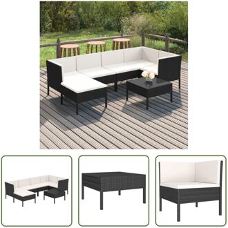 Loungeset Monaco - Tuinmeubelen - 57x69x69 cm - Weerbestendig PE-rattan - Stabiel gepoedercoat stalen Zwart