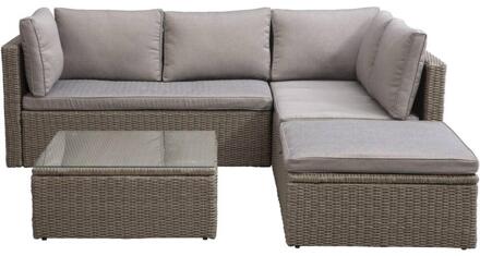 Loungeset Narbonne - Antraciet - Wicker/Aluminium - Grijs