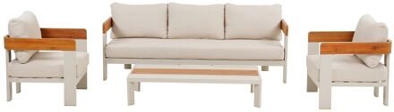 Loungeset Naxos - Aluminium/polyester - Beige - 5 Personen