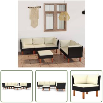 Loungeset - nvt - Tuinmeubelen - 180x180x67 cm - Weerbestendig en gemakkelijk schoon te maken - Zwart