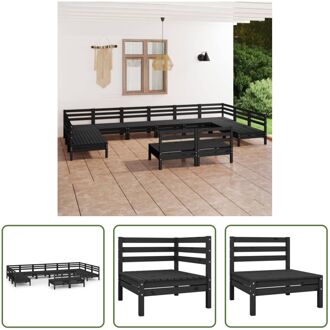 Loungeset Pallet - 10-delig - Massief grenenhout - Zwart - 63.5 x 63.5 x 62.5 cm