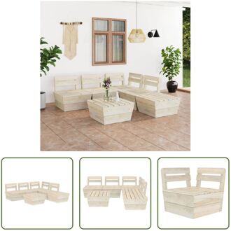 Loungeset - Pallet - 6-delig - 60 x 60 x 65 cm - geïmpregneerd vurenhout Beige