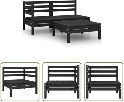 Loungeset Pallet - 63.5 x 63.5 x 62.5 cm - Zwart - Massief grenenhout